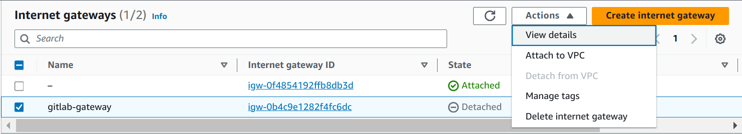 Create an internet gateway.